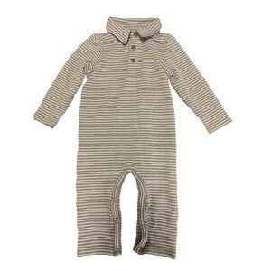 Play 3-6 Months Striped Gray Cotton Blend Bodysuit Onesie